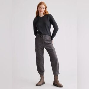 Quince Black Ankle Cropped Pants Relaxed Fit